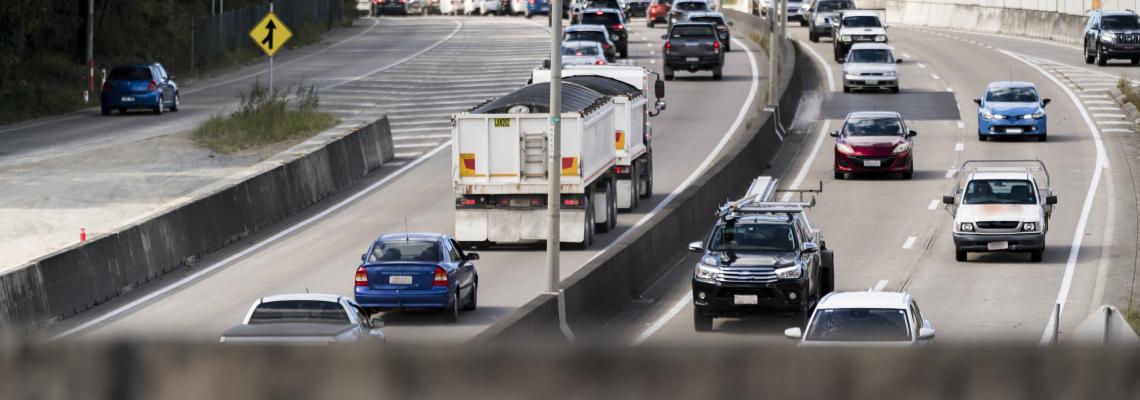 Freeway with vehicles travelling both directions